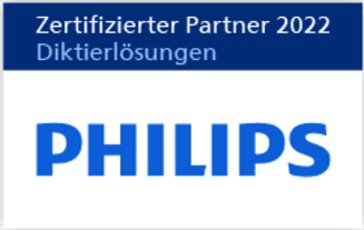 Logo Philips zertifizierter Partner 2022 Diktierlösungen