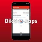 Handy mit Diktier-App auf rotem Untergrund